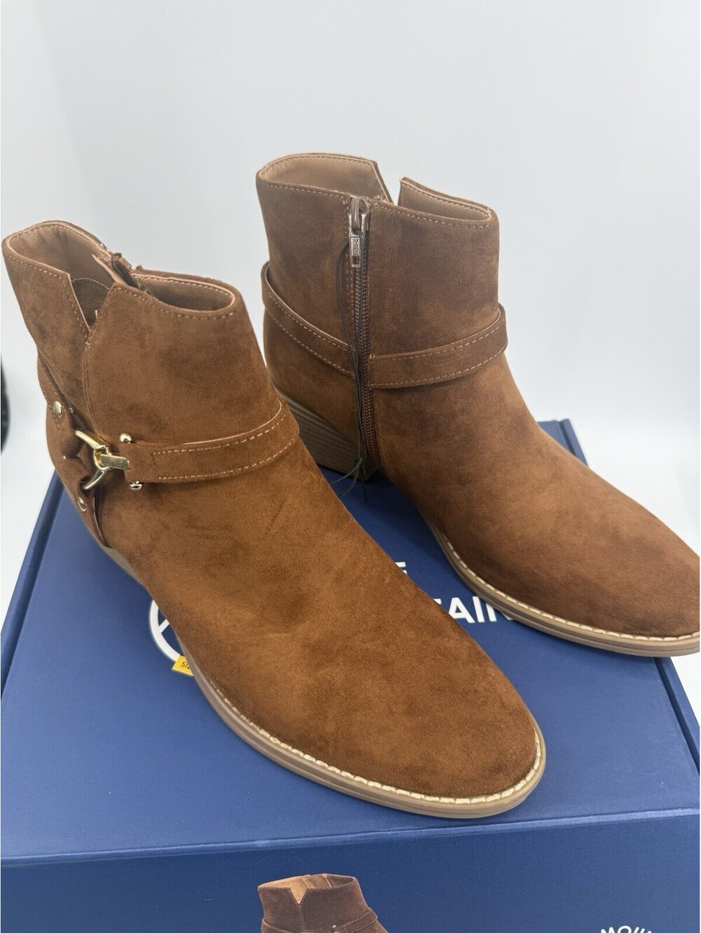 White Mountain Women's Faux Suede Zip-Up Ankle Boot Chestnut Brown Size 8.5 New
